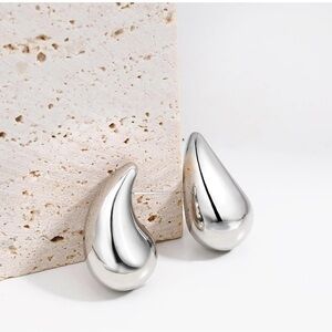 NWOT Silver Polished Teardrop Dome Stud Earrings